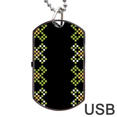 Vintage Pattern Background  Vector Seamless Dog Tag Usb Flash (one Side)