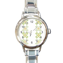 Vintage Pattern Background  Vector Seamless Round Italian Charm Watch