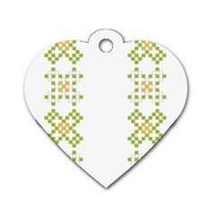 Vintage Pattern Background  Vector Seamless Dog Tag Heart (two Sides)