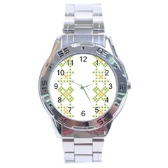 Vintage Pattern Background  Vector Seamless Stainless Steel Analogue Watch