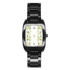 Vintage Pattern Background  Vector Seamless Stainless Steel Barrel Watch