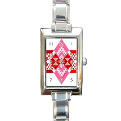 Valentine Heart Love Pattern Rectangle Italian Charm Watch by Amaryn4rt