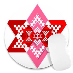 Valentine Heart Love Pattern Round Mousepads by Amaryn4rt