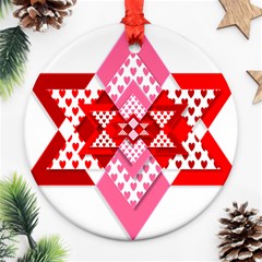 Valentine Heart Love Pattern Ornament (round) by Amaryn4rt