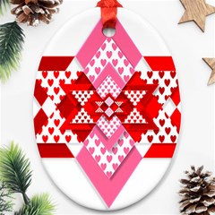 Valentine Heart Love Pattern Ornament (oval)