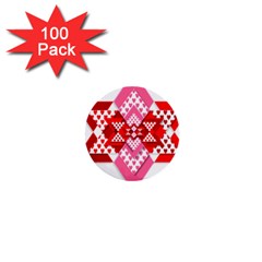 Valentine Heart Love Pattern 1  Mini Buttons (100 Pack) 