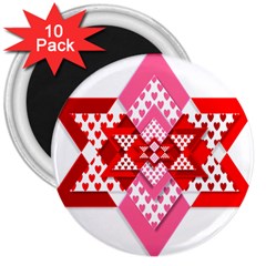 Valentine Heart Love Pattern 3  Magnets (10 Pack) 