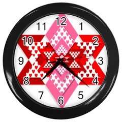 Valentine Heart Love Pattern Wall Clocks (black)