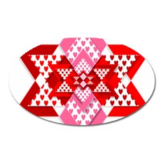 Valentine Heart Love Pattern Oval Magnet