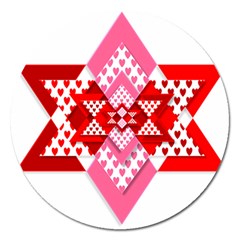 Valentine Heart Love Pattern Magnet 5  (round) by Amaryn4rt