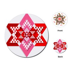 Valentine Heart Love Pattern Playing Cards (round) 