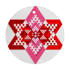 Valentine Heart Love Pattern Round Ornament (two Sides)