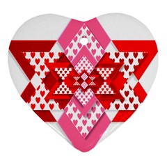 Valentine Heart Love Pattern Heart Ornament (two Sides)