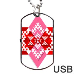 Valentine Heart Love Pattern Dog Tag Usb Flash (one Side)