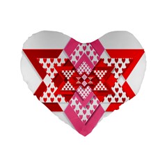 Valentine Heart Love Pattern Standard 16  Premium Flano Heart Shape Cushions