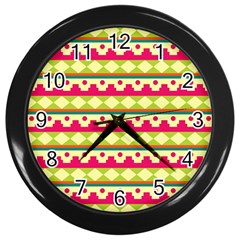 Tribal Pattern Background Wall Clocks (black)