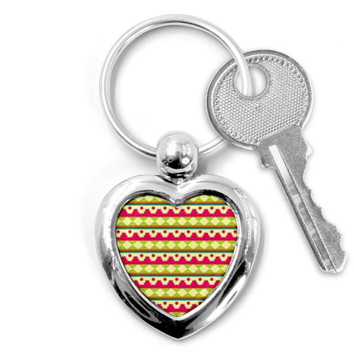 Tribal Pattern Background Key Chains (Heart) 