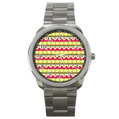 Tribal Pattern Background Sport Metal Watch