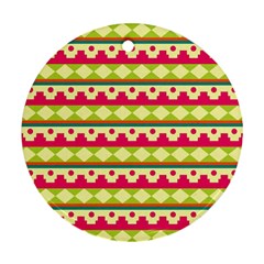 Tribal Pattern Background Round Ornament (two Sides) by Amaryn4rt