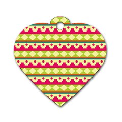 Tribal Pattern Background Dog Tag Heart (two Sides)