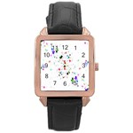 Star Structure Many Repetition Rose Gold Leather Watch  Front