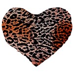 Tiger Motif Animal Large 19  Premium Flano Heart Shape Cushions Back