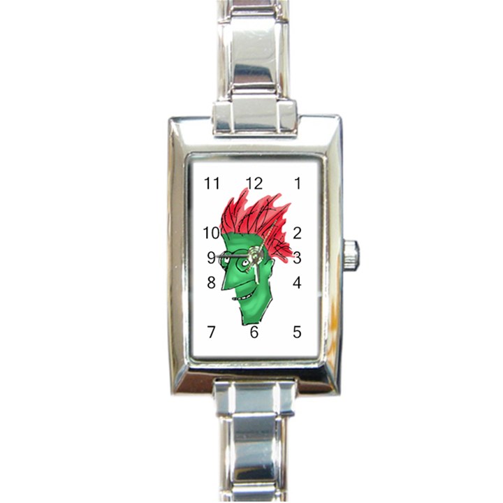 Crazy Man Drawing  Rectangle Italian Charm Watch