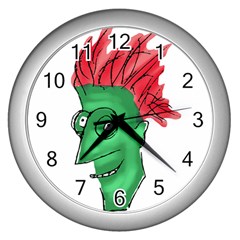 Crazy Man Drawing  Wall Clocks (silver) 