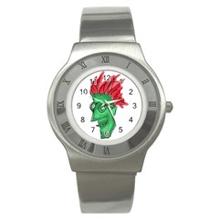 Crazy Man Drawing  Stainless Steel Watch