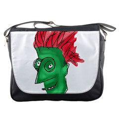 Crazy Man Drawing  Messenger Bags by dflcprintsclothing