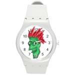 Crazy Man Drawing  Round Plastic Sport Watch (M) Front