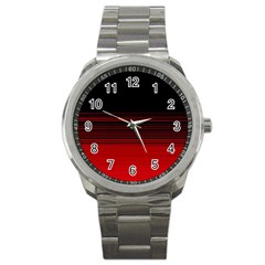 Abstract Of Red Horizontal Lines Sport Metal Watch