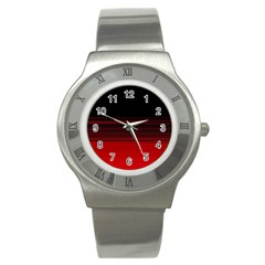 Abstract Of Red Horizontal Lines Stainless Steel Watch