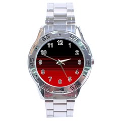 Abstract Of Red Horizontal Lines Stainless Steel Analogue Watch