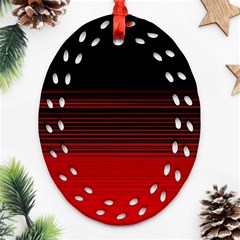 Abstract Of Red Horizontal Lines Oval Filigree Ornament (two Sides)