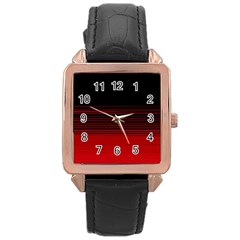 Abstract Of Red Horizontal Lines Rose Gold Leather Watch 