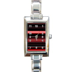 Abstract Of Red Horizontal Lines Rectangle Italian Charm Watch