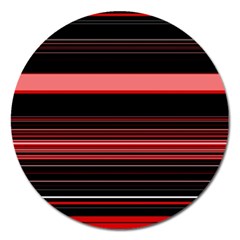 Abstract Of Red Horizontal Lines Magnet 5  (round)