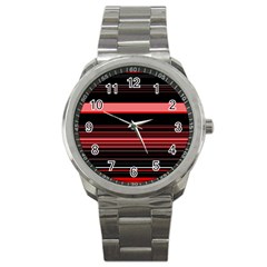 Abstract Of Red Horizontal Lines Sport Metal Watch