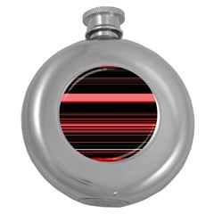 Abstract Of Red Horizontal Lines Round Hip Flask (5 Oz)