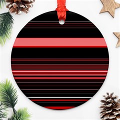 Abstract Of Red Horizontal Lines Round Ornament (two Sides)