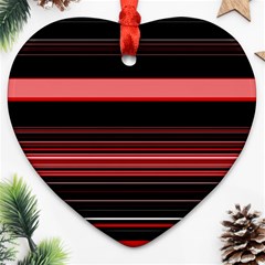 Abstract Of Red Horizontal Lines Heart Ornament (two Sides)