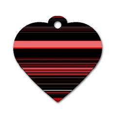 Abstract Of Red Horizontal Lines Dog Tag Heart (two Sides)