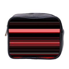 Abstract Of Red Horizontal Lines Mini Toiletries Bag 2-side