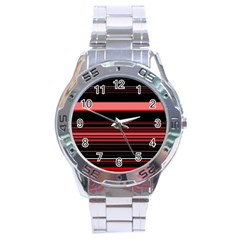 Abstract Of Red Horizontal Lines Stainless Steel Analogue Watch