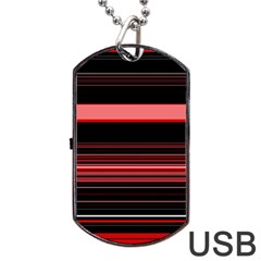 Abstract Of Red Horizontal Lines Dog Tag Usb Flash (two Sides)