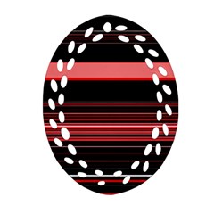 Abstract Of Red Horizontal Lines Oval Filigree Ornament (two Sides)