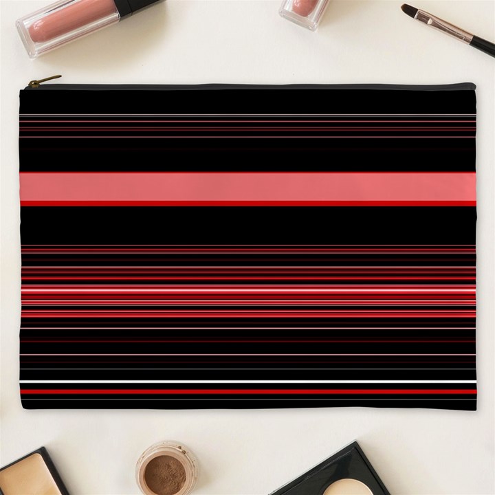 Abstract Of Red Horizontal Lines Cosmetic Bag (XXXL) 