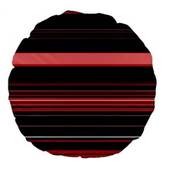 Abstract Of Red Horizontal Lines Large 18  Premium Flano Round Cushions