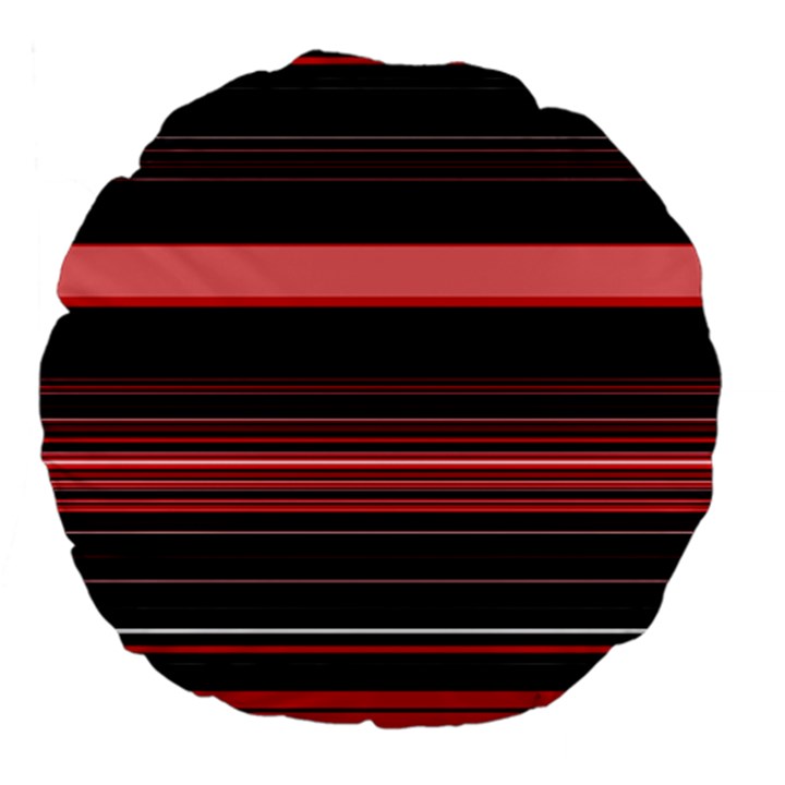 Abstract Of Red Horizontal Lines Large 18  Premium Flano Round Cushions